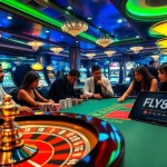 Experience luxury gaming at FLY88 đăng nhập with colorful chips and roulette wheel.