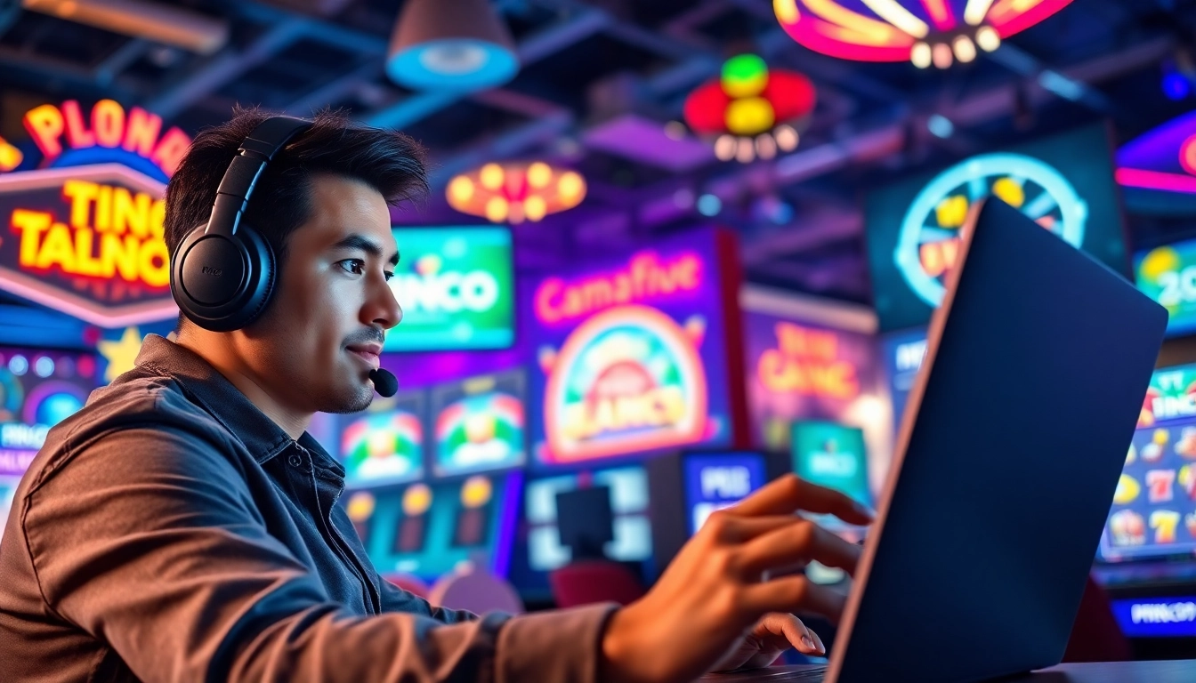 Depozitsiz Pinco Casino oynamaq imkanı ilə slot oyunlarının həyəcanını hiss edən oyunçunun görüntüsü.