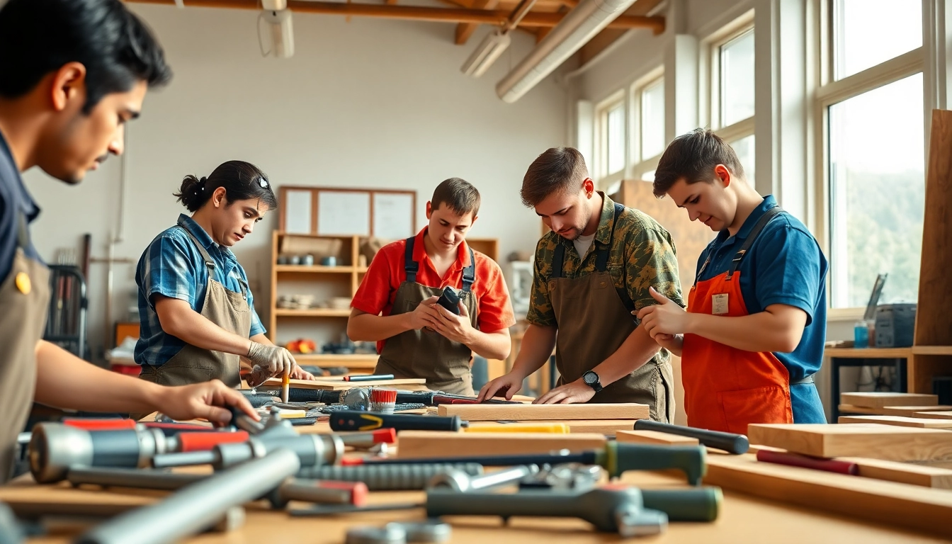 Students practicing skills at hawaii trade schools in a hands-on learning environment.