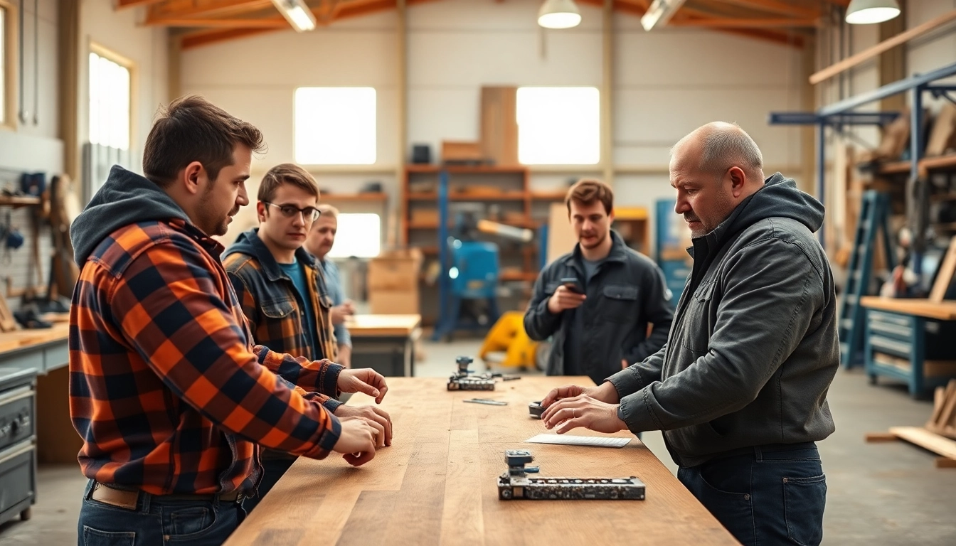 Students engaged in Construction trade schools in texas, learning essential skills in a vibrant workshop.