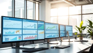 Analyze edmonton seo performance with detailed SEO analytics report in a modern office.