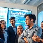 Engaging discussion on competitive intelligence strategies among professionals in a modern office setting.