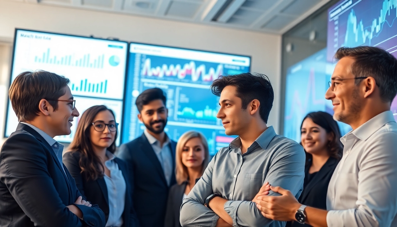 Engaging discussion on competitive intelligence strategies among professionals in a modern office setting.