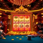 Menang di mesin slot Zeus di tengah kegembiraan kasino yang semarak.