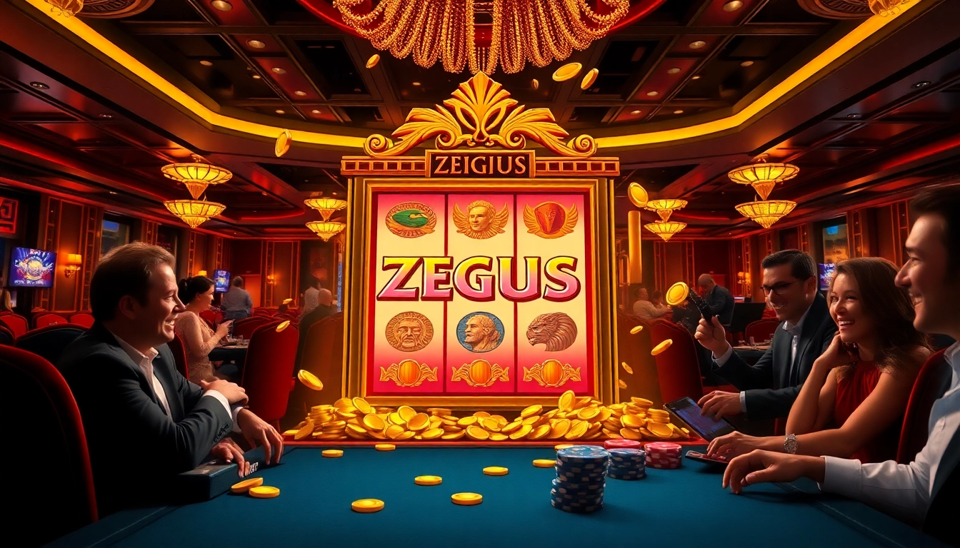 Menang di mesin slot Zeus di tengah kegembiraan kasino yang semarak.