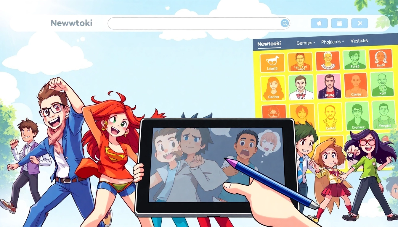 newtoki 웹사이트에서 다양한 웹툰 캐릭터가 장면을 생동감 있게 표현하고 있습니다.