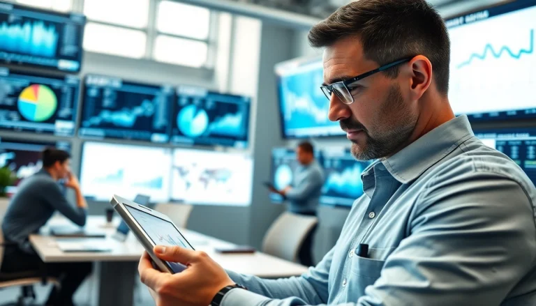 Analyze das 142 data in a high-tech office environment with an engaged engineer.