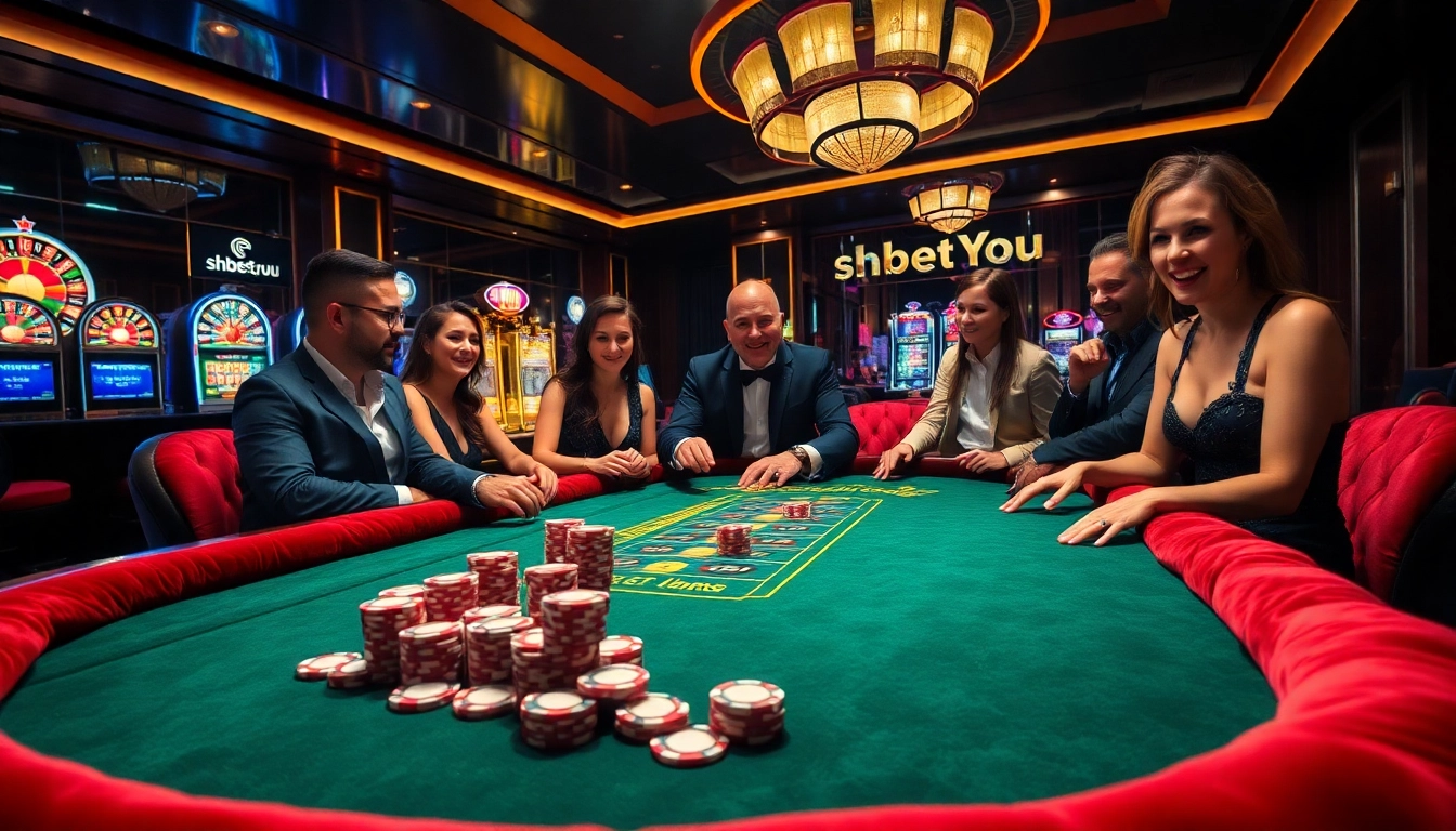 Action-packed scene at shbet.you's luxurious casino highlighting intense poker gameplay.