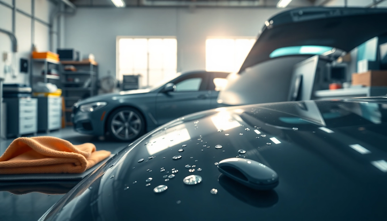 Experience the best car detailing Chattanooga TN with a bright, clean garage showcasing premium tools and a shiny vehicle.