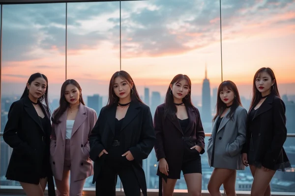 Catch the latest Blackpink news showcasing the members' glamorous presence in a vibrant city setting.