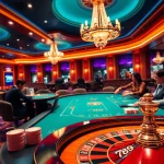 Players enjoying high-stakes gaming at the 789 club casino, featuring poker chips and a roulette wheel.