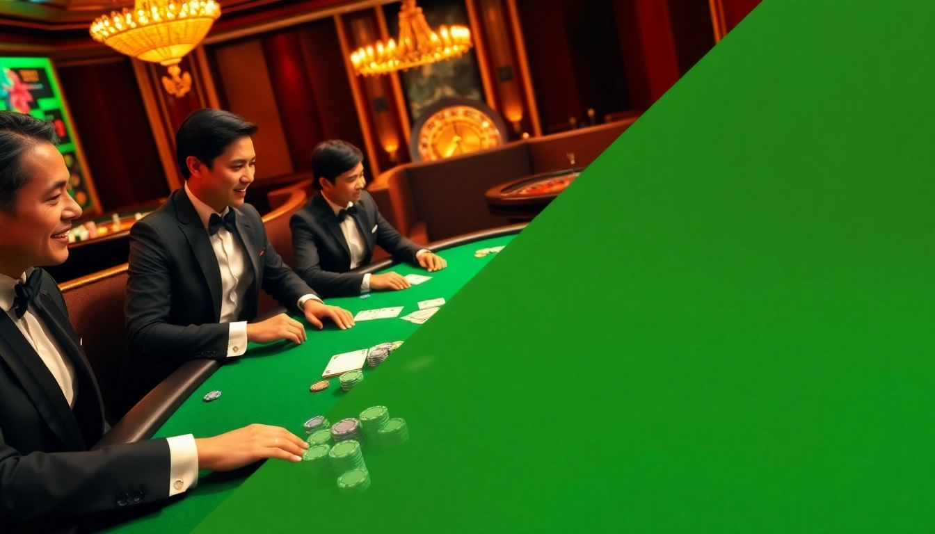 Adegan permainan poker mewah yang menarik yang menampilkan situs deposit 5k dengan chip berwarna-warni dan kartu.