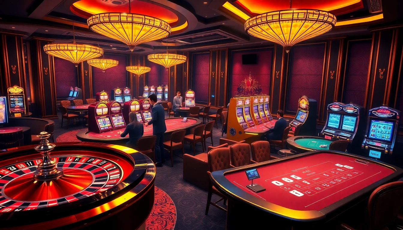 Experience the excitement of 777VIP in a luxurious casino setting with vibrant gaming tables and stylish decor.