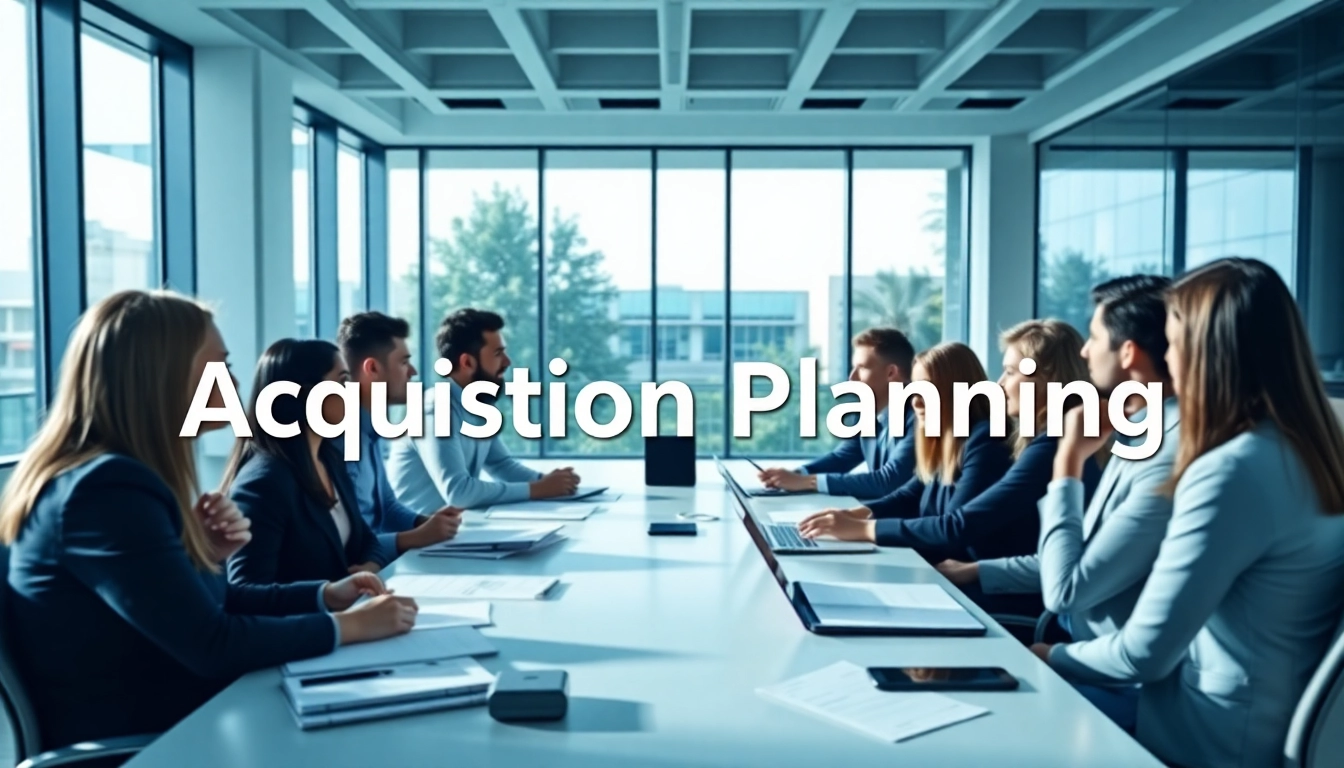 Team collaborating on Acquisition Planning strategies in a bright, modern office setting.