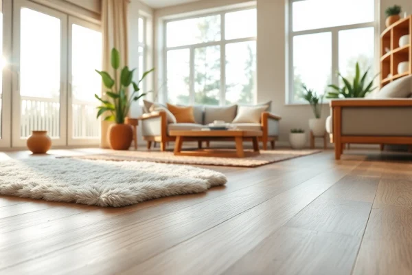 Transform your space with stunning vinyl flooring in a bright, modern living room.