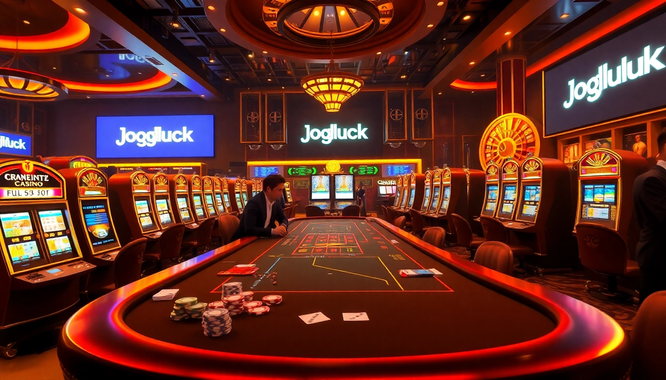 Experience the luxury of gambling at Jogoluck with vibrant gaming tables and exciting slot machines.