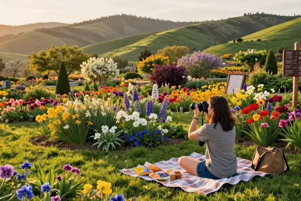 https://www.thecapayvalleygardentour.com features a traveler capturing beautiful garden landscapes at Capay Valley.